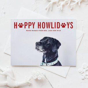 Red Lycklig Howlidays Modern Typography Pet Helgda Helg Vykort