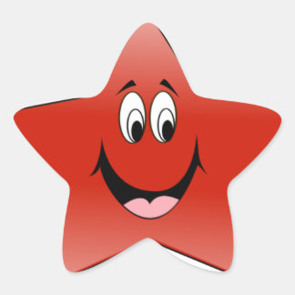 Red Lycklig Star Stjärnformat Klistermärke