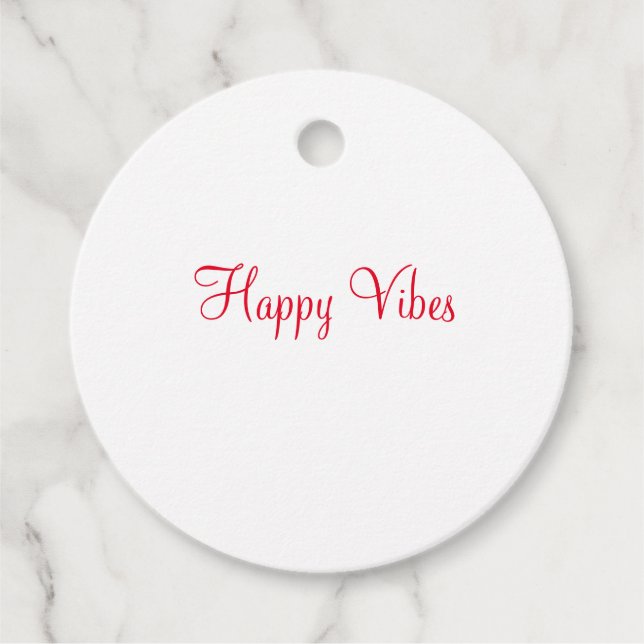 Red lycklig vibes helgdag enkel minimal kalligrafi gåvor etiketter (Framsida)