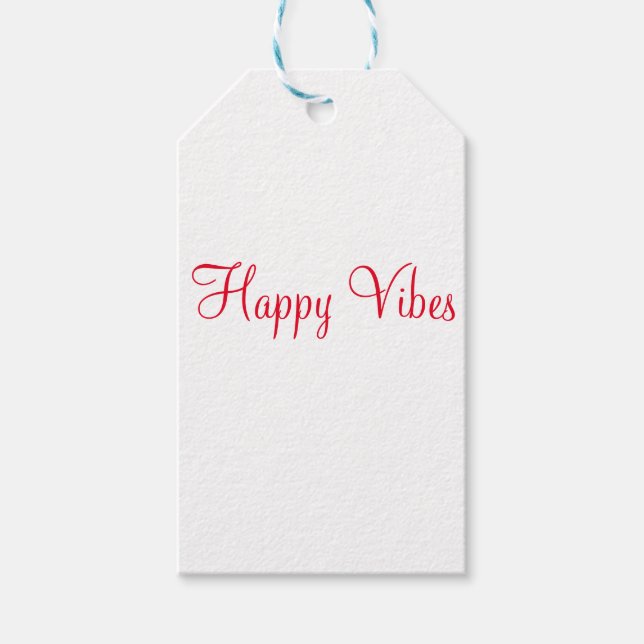 Red lycklig vibes helgdag enkel minimal kalligrafi presentetikett (Framsidan)