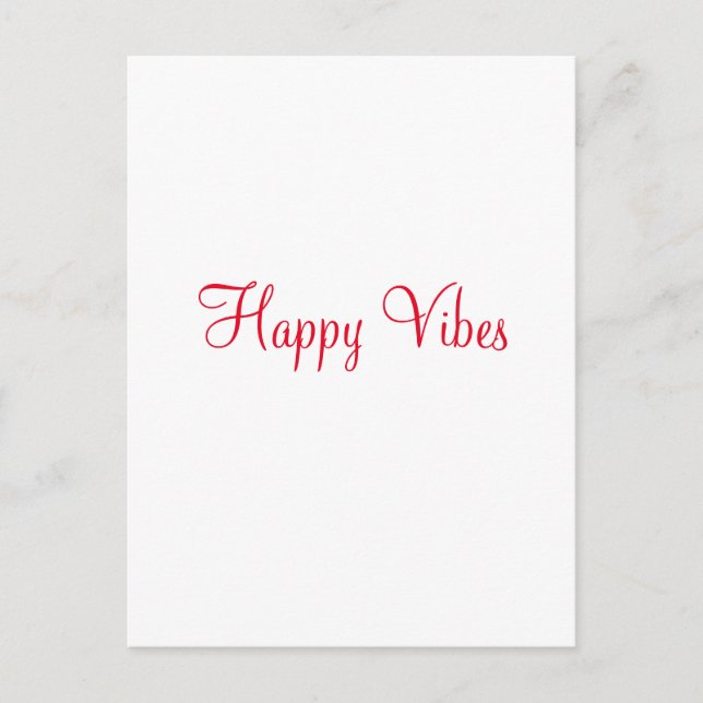 Red lycklig vibes helgdag enkel minimal kalligrafi vykort (Framsida)