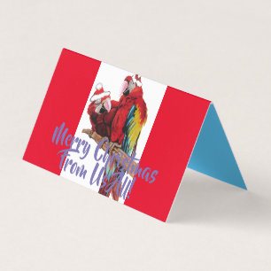 Red Macaw Parrot Merry från oss Julkort Kort