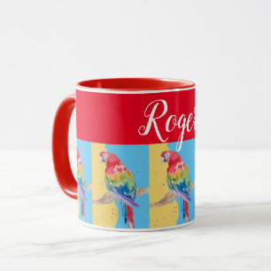 Red Macaw Parrot Painting Manar Namn Art Mugg