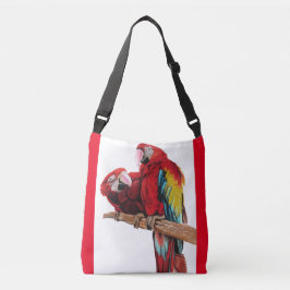 Red Macaw Watercolor Crossbody Bag Axelväska