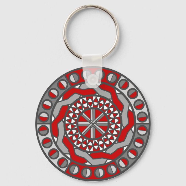 Red Machinery Keychain Nyckelring (Framsida)