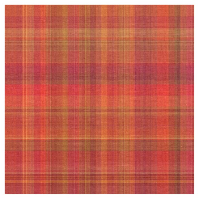 Red Madras Plaid Rand Print Mönster Tyg (Närbild)