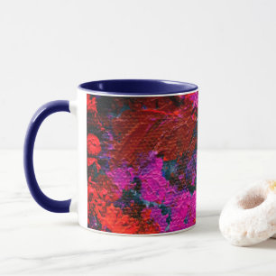 Red Magenta Mörk blått Abstrakt Art Mugg