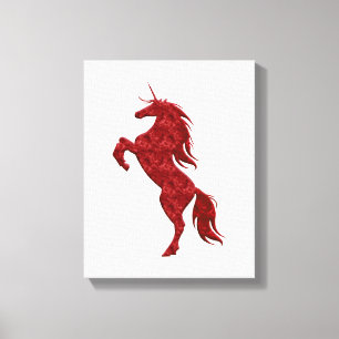 Red Magic Rearing Unicorn Kanvastryck