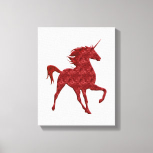 Red Magic Unicorn Kanvastryck