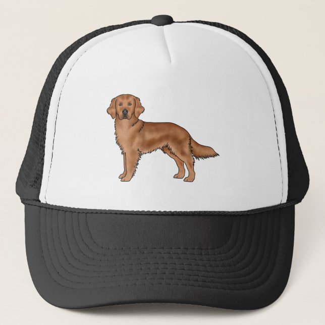 Red Mahogany Golden Retriever Cute Tecknad hund Ar Keps (Framsida)