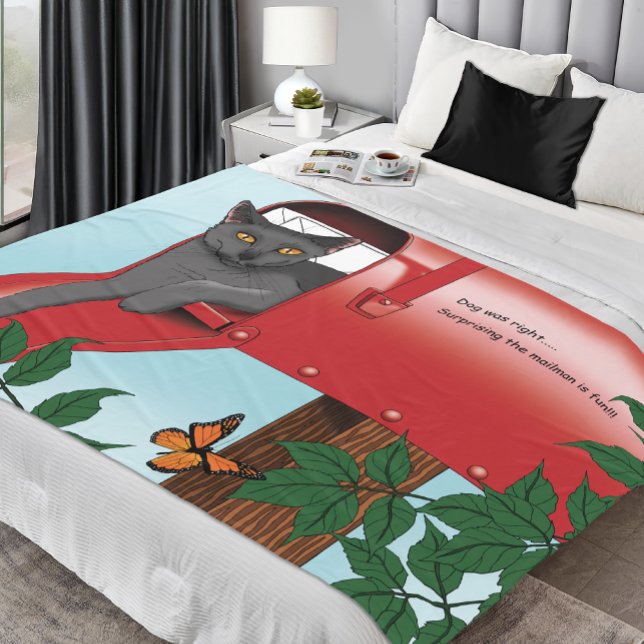 Red Mail Box Cat Fleecefilt (Skapare uppladdad)