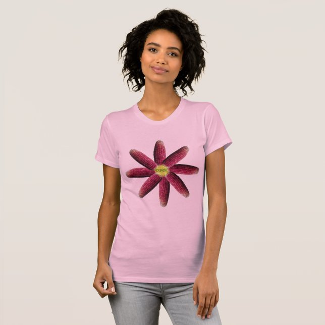 Red Maj Flower Mönster Kvinnors T-shirt (Hel framsida)