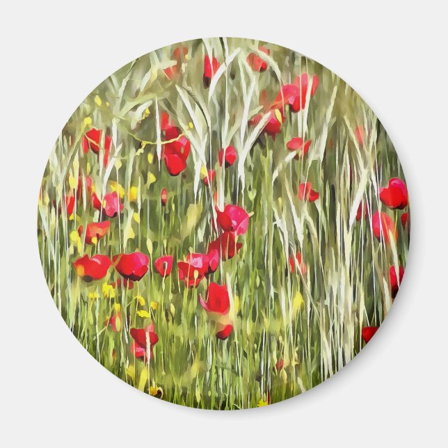 Red Maj Poppies Realistic Art Magnet (Framsidan)