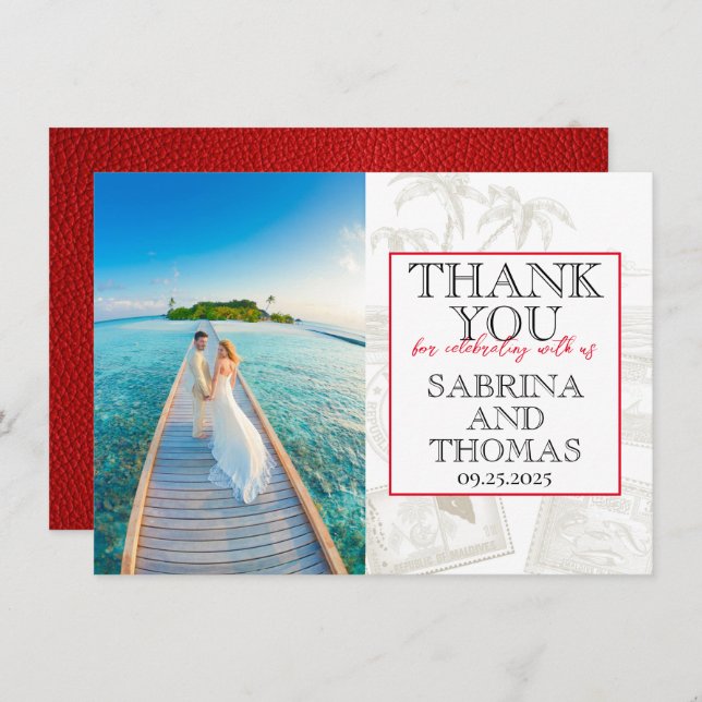 Red Maldives Bröllop Photo Tack (Fram/baksida)