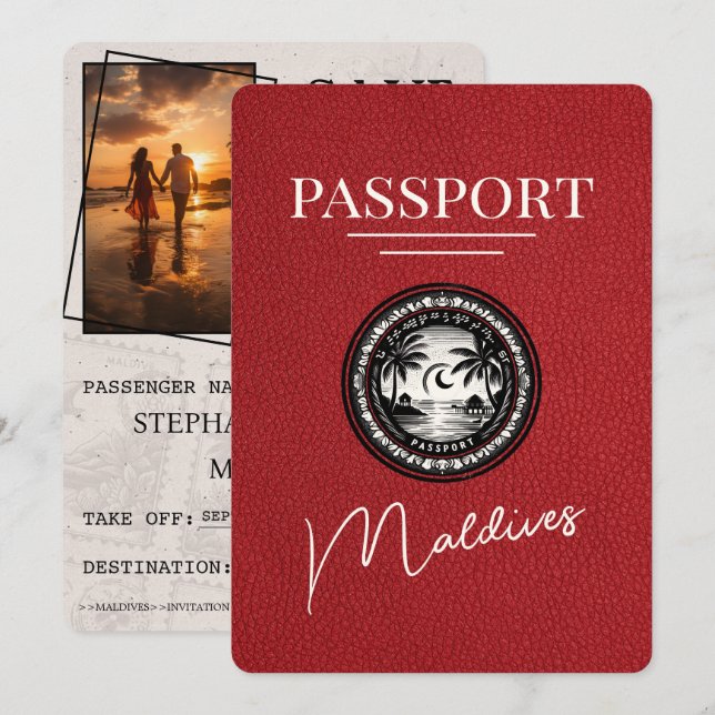 Red Maldives Passport Spara datum Datumet (Fram/baksida)