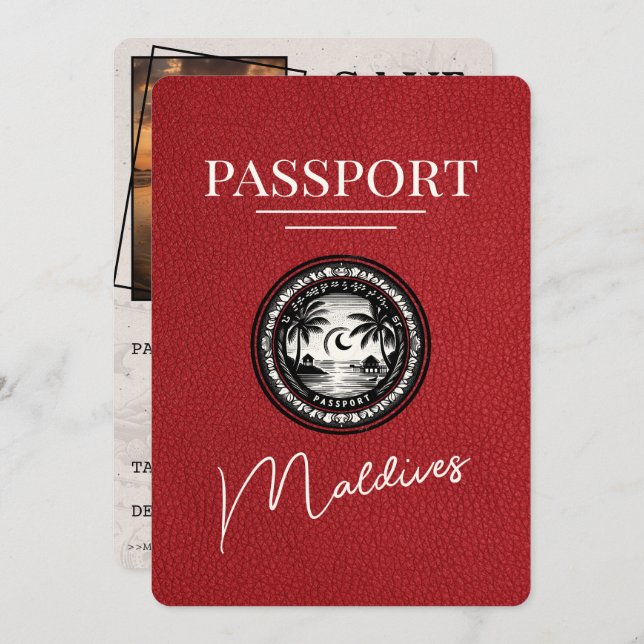 Red Maldives Passport Spara datum Spara Datumet (Fram/baksida)