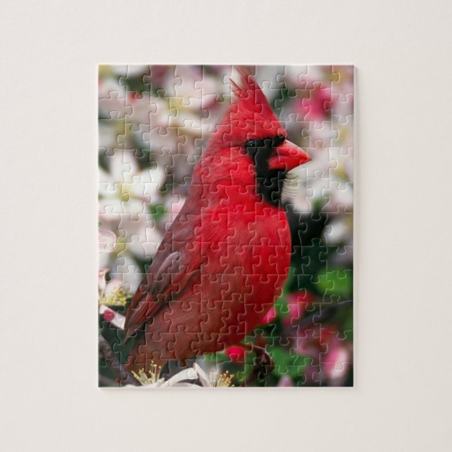 Red Male Cardinal Ceramic Tile Pussel (Vertikal)