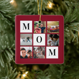 Red Mamma Colorblock Photo Collage Personlig Julgransprydnad Keramik