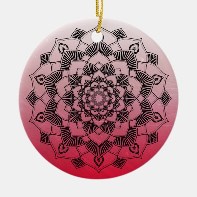Red Mandala-Abstrakten - vacker jul Julgransprydnad Keramik (Framsidan)