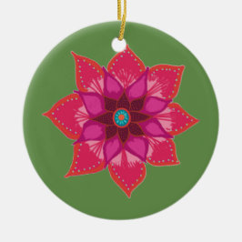 Red Mandala blomart Circle Ornament