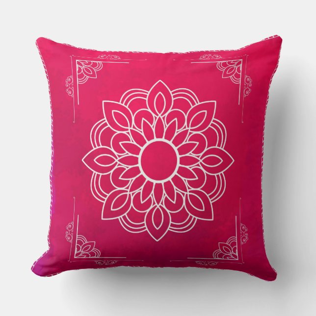Red Mandala Decorative Pillow Kudde (Framsida)