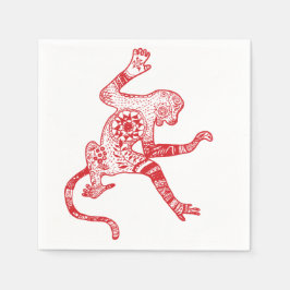 Red Mandala Fire Monkey Cocktail Pappra Napkins Pappersservett