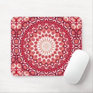 Red Mandala Medallion Bold Mönster Design Musmatta