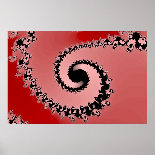 Red Mandelbrot Spiral Poster (Framsidan)
