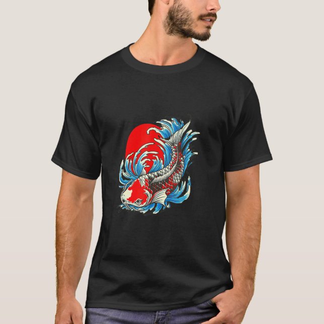 Red Måne japansk koi Fish T Shirt (Framsida)