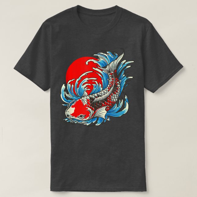 Red Måne japansk koi Fish T Shirt (Design framsida)