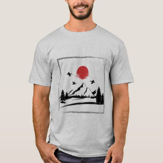 Red Måne Mountain T-Shirt - Forest Nature Tee