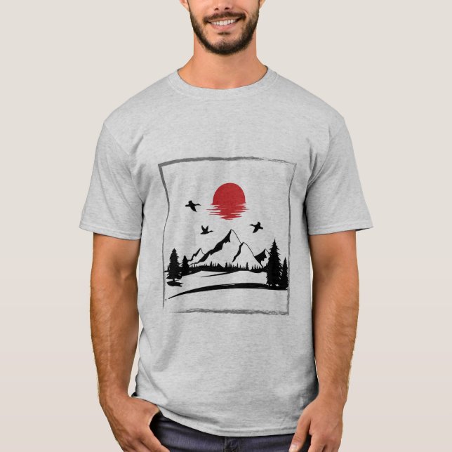 Red Måne Mountain T-Shirt - Forest Nature Tee (Framsida)