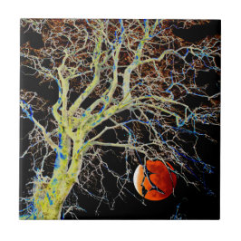 Red Måne Stigning Kakelplatta