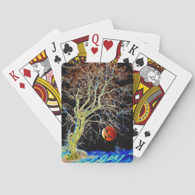 Red Måne Stigning Spelkort (Baksidan)