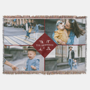Red Många Photos Anpassningsbar Monogram Family Na Filt