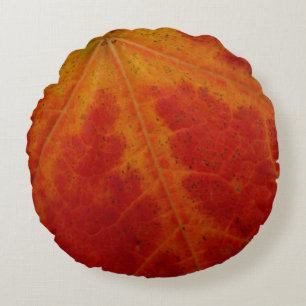Red Maple Abstrakt Löv - höstfoto Rund Kudde