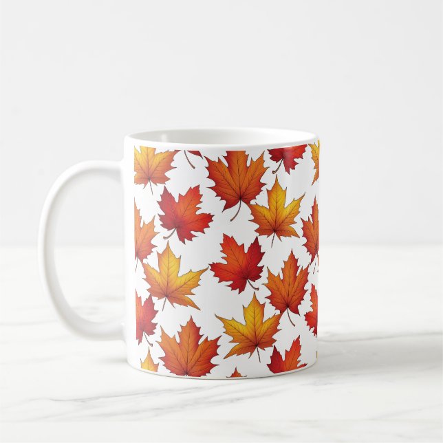 Red Maple Lämnar Mönster. Fall Mönster Kaffemugg (Vänster)