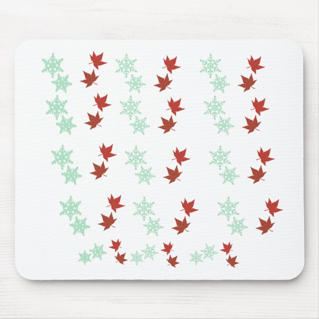 Red Maple Leaves & Mint Snowflakes Pattern Musmatta (Framsidan)