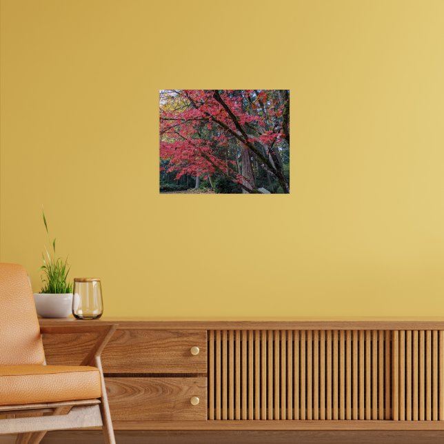 Red Maple Leaves on Tree Botancial Poster (Vardagsrum 2)