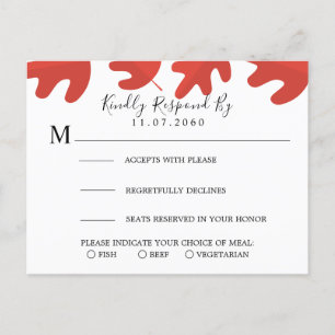 Red Maple Löv Bröllop OSA Card Inbjudan Vykort
