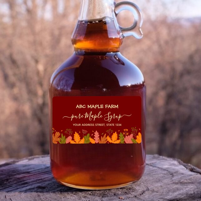 Red Maple Löv Gräns Maple Syrup Label Fraktsedel (Skapare uppladdad)