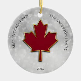 Red Maple Löv Hälsning Julgransprydnad Keramik