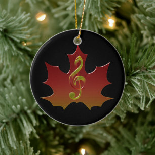 Red Maple Löv i Fall Färg Harmony Julgransprydnad Keramik