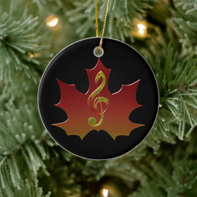 Red Maple Löv i Fall Färg Harmony Julgransprydnad Keramik (Träd)