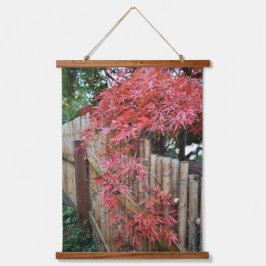 Red Maple Löv och Bamboo Fence