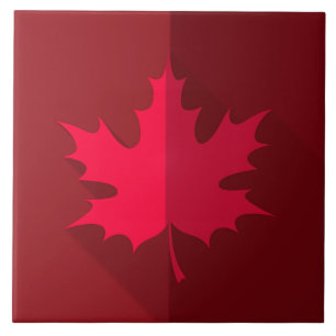 Red Maple Löv på Burgundy Kakelplatta