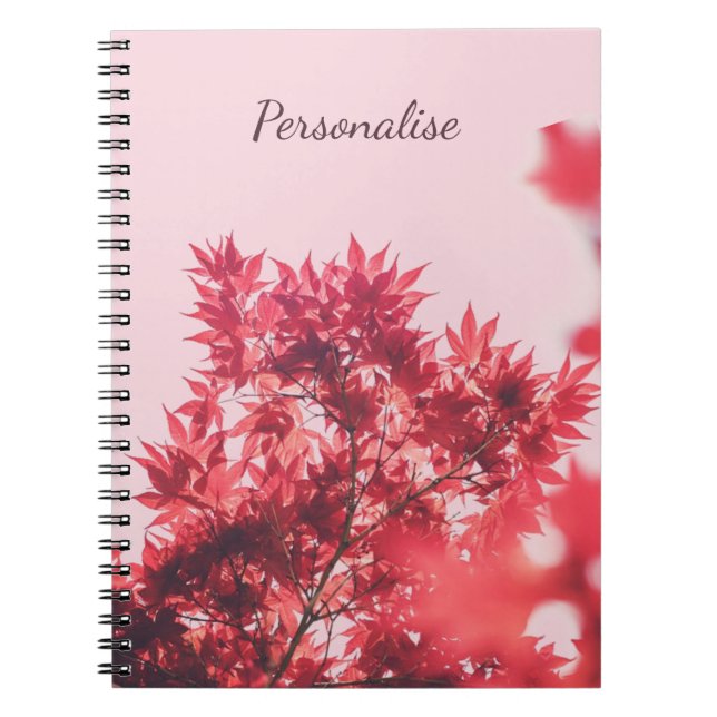 Red Maple Löv på Rosa Personlig Anteckningsbok (Framsidan)