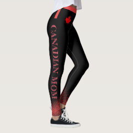 Red Maple med Canadian MAMMA i Rosa Text på BLACK Leggings
