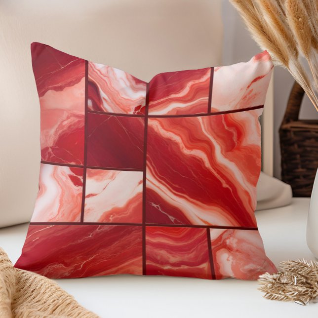 Red Marble Geometric Art Kudde (Skapare uppladdad)