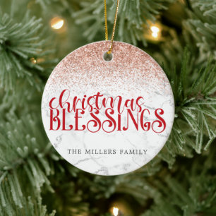 Red Marble jul Blessings Glitter Personalize Julgransprydnad Keramik